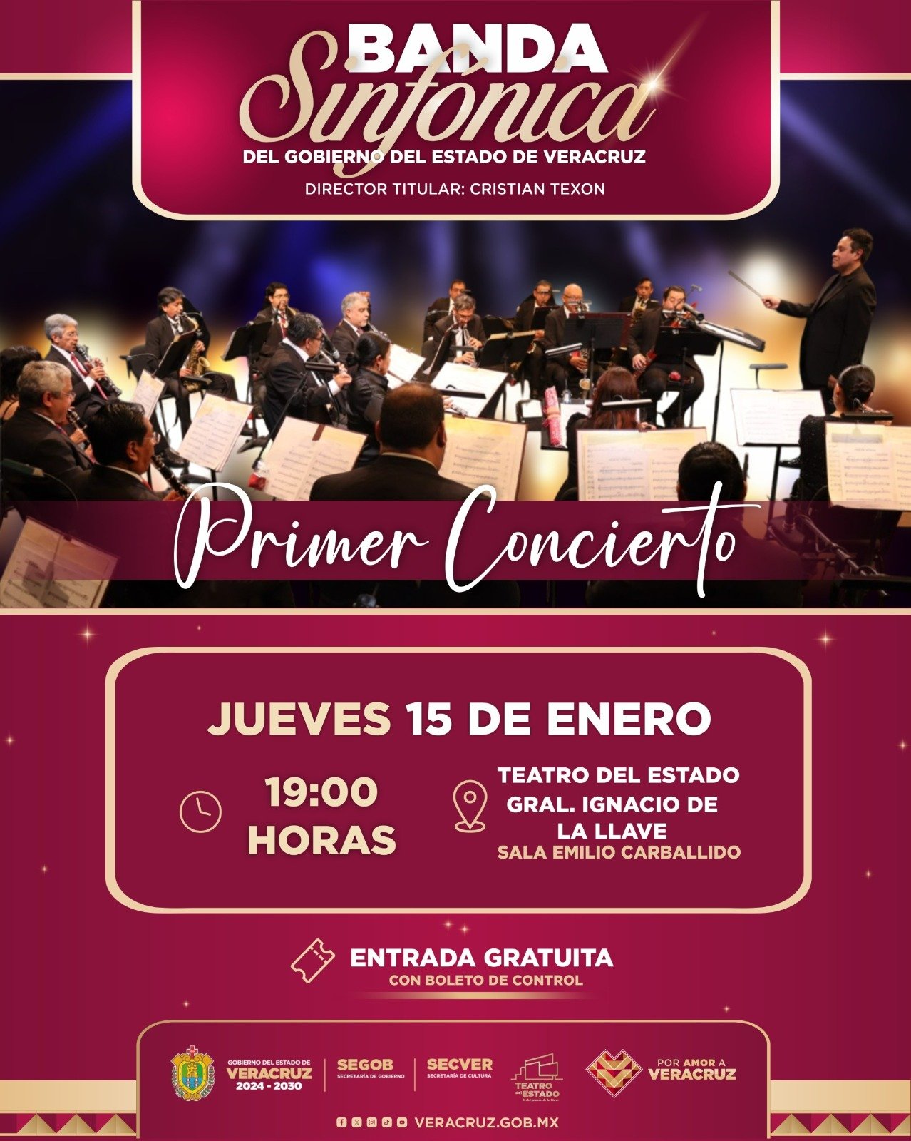 Invita SECVER a concierto inaugural de la Banda Sinfónica del Gobierno del Estado Invita SECVER a concierto inaugural de la Banda Sinfónica del Gobierno del Estado