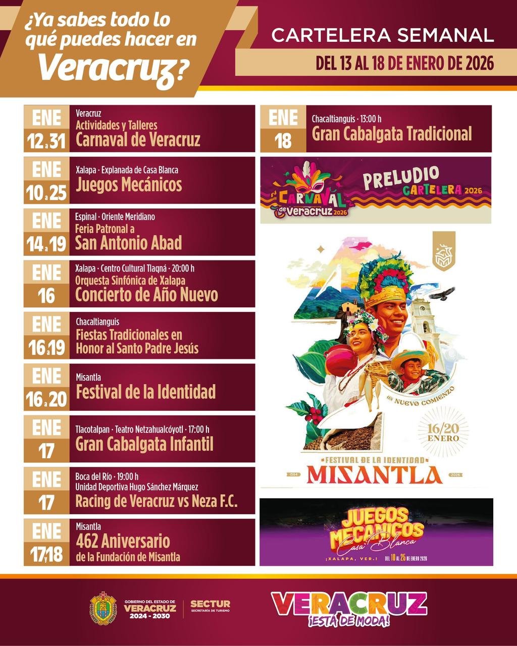 Presenta SECTUR cartelera de actividades turísticas